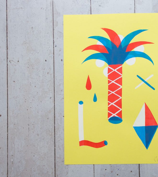 Stencilprint, Artprint, Illustration »Nizza«, 50x70cm by Martin Krusche