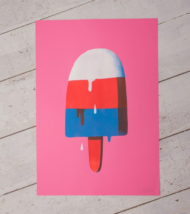 Stencilprint, Artprint, Illustration »Ice«, 50x70cm by Martin Krusche