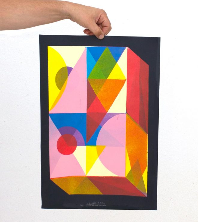 Stencilprint, Artprint, Illustration »Quader1«, 35x50cm by Martin Krusche
