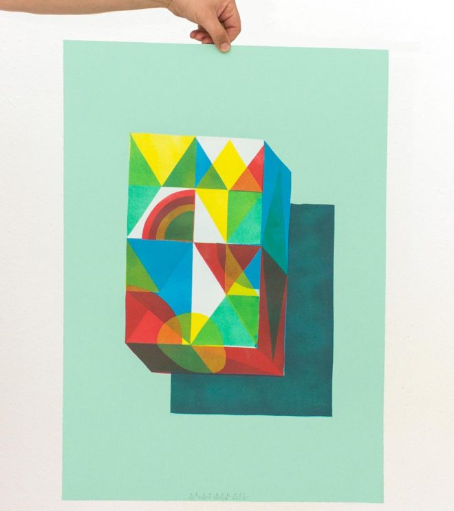 Stencilprint, Artprint, Illustration »Quader2«, 50x70cm by Martin Krusche