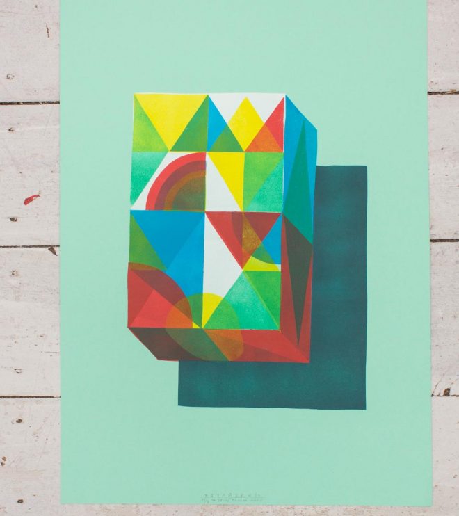 Stencilprint, Artprint, Illustration »Quader2«, 50x70cm by Martin Krusche
