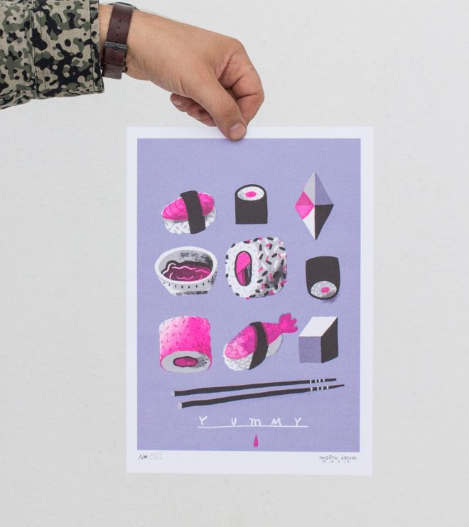 Stencilprint, Artprint, Illustration »Yummy«, DIN A4 by Martin Krusche