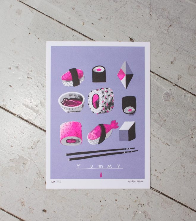 Stencilprint, Artprint, Illustration »Yummy«, DIN A4 by Martin Krusche