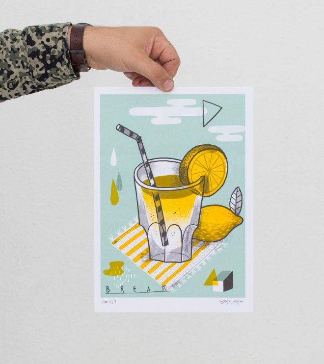Stencilprint, Artprint, Illustration »Zitronenlimonade«, DIN A4 by Martin Krusche