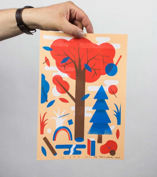 Stencilprint, Artprint, Illustration »Forest«, DIN A4 by Martin Krusche