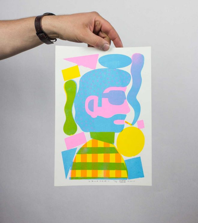 Stencilprint, Artprint, Illustration »Monsieur«, DIN A4 by Martin Krusche Stencilprint, Artprint, Illustration »Monsieur«, DIN A4 by Martin Krusche